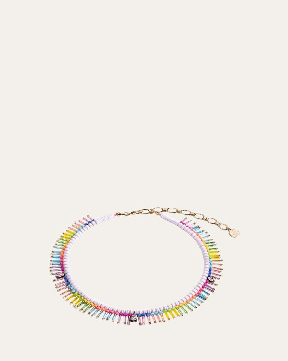On The Fringe Necklace with Bugle Beads and Crystals